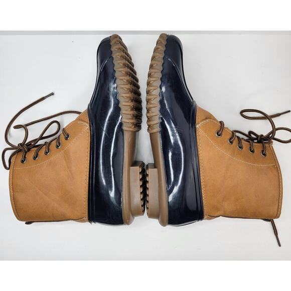 Charles Albert Duck Boots Women 9M Fleece Line Lace Up Tan Blue Winter Snow Rain - Picture 10 of 14